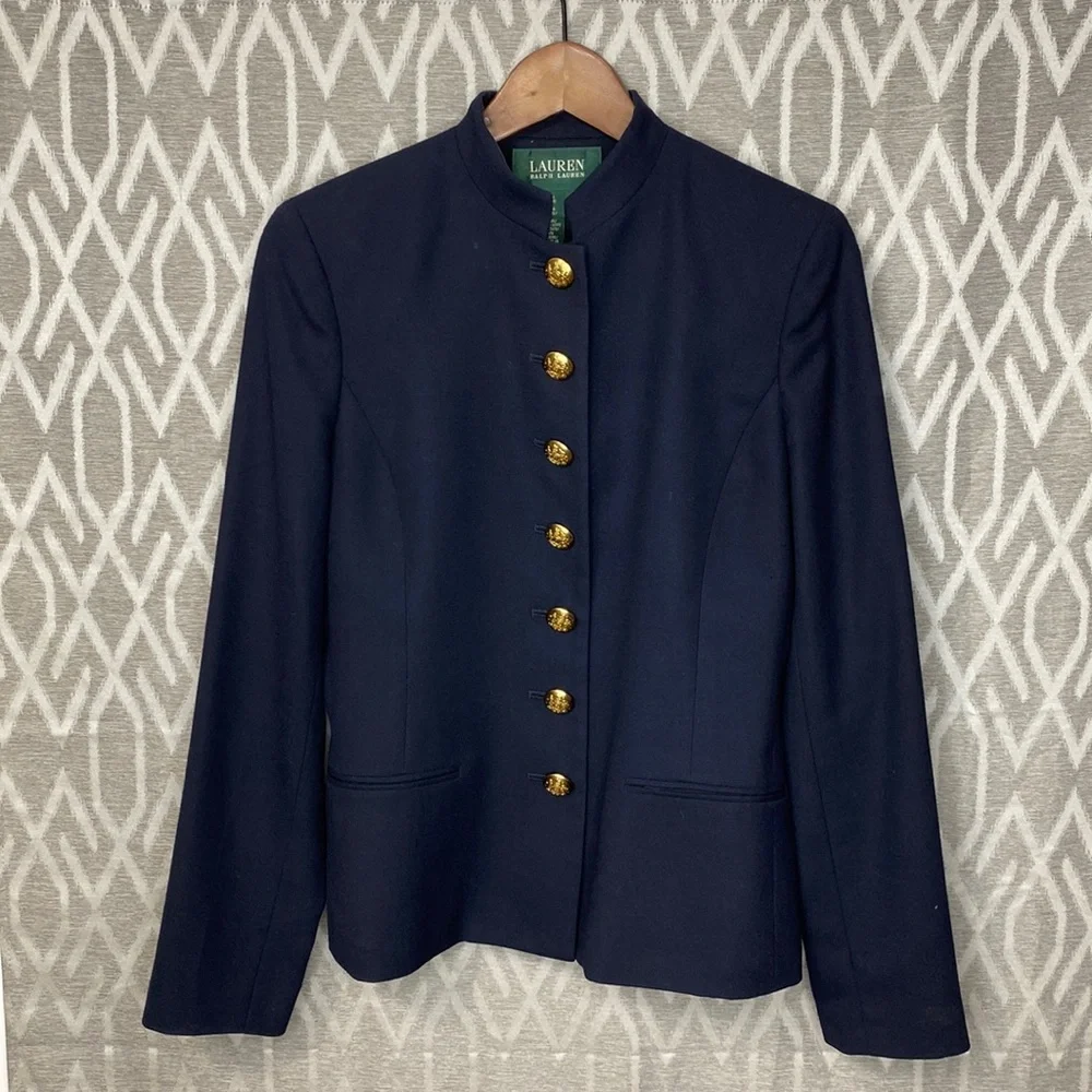LAUREN Ralph Lauren Black Suit Jacket with Gold Buttons Size 4